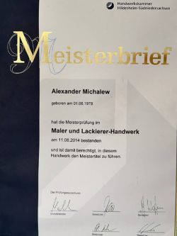 meisterbrief zertifikat